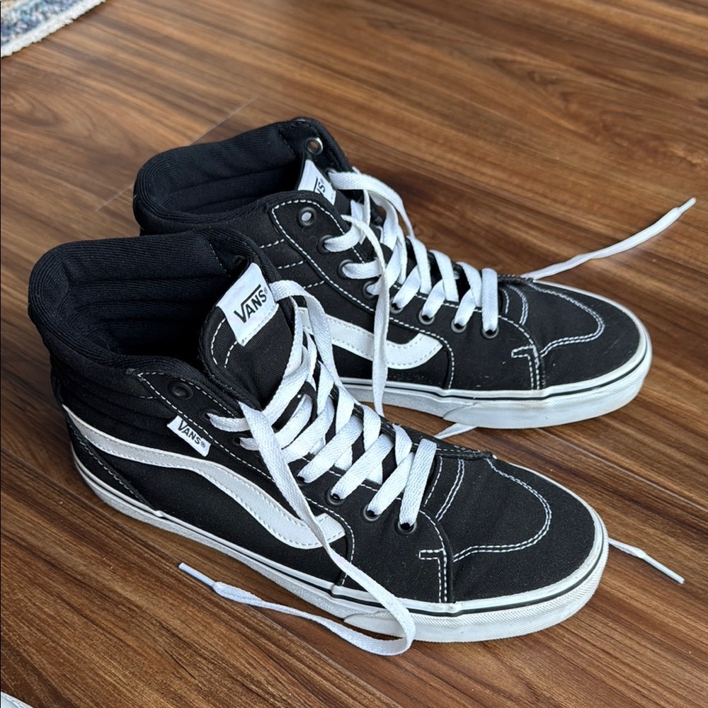 Vans Black and White High-Top Sneakers